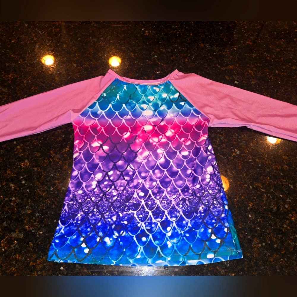 Colorful Mermaid Scale Rash Guard - Picture 1 of 3